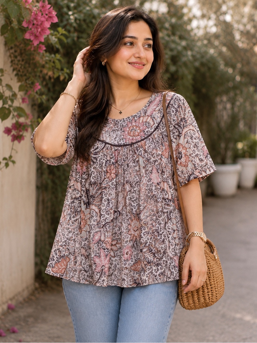 Madewell Floral Print Peasant Blouse | Size Small